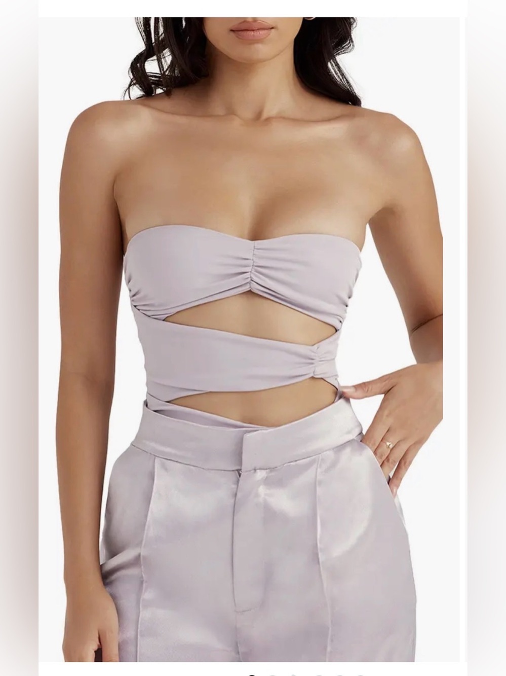 House of CB NWT Joie Silver Cut Out Bodysuit Size XS